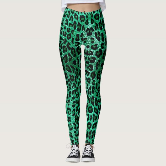 Green Leopard Sparkle Leggings (Vorderseite)