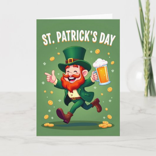 Green Leprechaun Celebration Card Karte (Vorderseite)