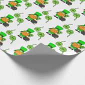 Green Leprechaun Gnome mit Kleeblatt Geschenkpapier (Ecke)
