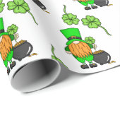 Green Leprechaun Gnome mit Kleeblatt Geschenkpapier (Rolleneckpunkt)
