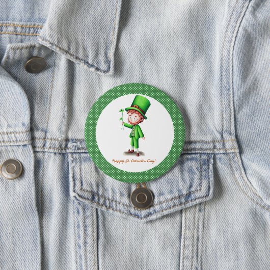 Green Leprechaun St Patrick's Day Polka Dot Button (Beispiel)