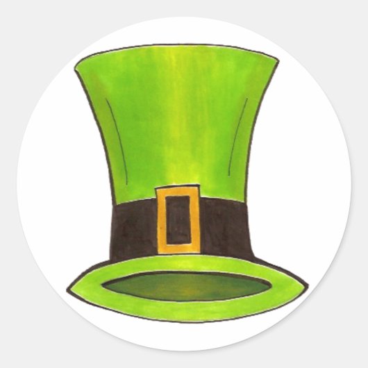 Green Leprechaun Top Hat Saint Patrick's Paddy Day Runder Aufkleber (Vorderseite)