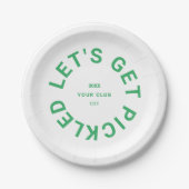Green Let's Get Pickled Wappen Pickleball Pappteller (Vorderseite)