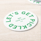 Green Let's Get Pickled Wappen Pickleball Runder Pappuntersetzer (Angewinkelt)