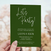 Green Let's Party Lässige Hochzeitsempfehlung entf Einladung