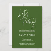 Green Let's Party Lässige Hochzeitsempfehlung entf Einladung (Vorderseite)