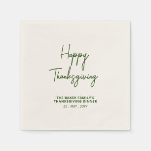 Green Letters Happy Thanksgiving Party Serviette