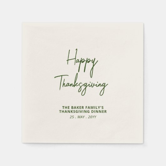 Green Letters Happy Thanksgiving Party Serviette (Vorderseite)