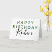 Green Letters Simple Style Personalisiert Geburtst Karte (Gelbe Blume)