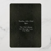 Green Library Book Wedding Ornate Frame Silver Folieneinladung (Rückseite)