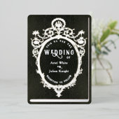 Green Library Book Wedding Ornate Frame Silver Folieneinladung (Stehend vorne)