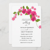 green & light magenta floral wedding einladung (Vorne/Hinten)
