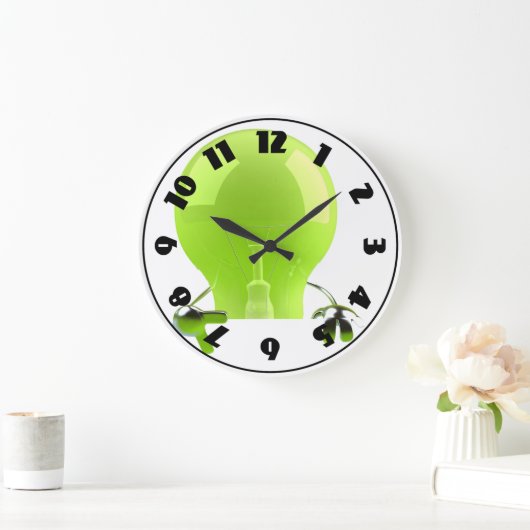 Green Lightbulb Clock Große Wanduhr (Zuhause)