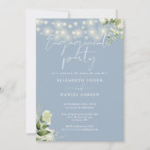 Green Lights Dusty Blue Foto Engagement Party Einladung (Vorderseite)