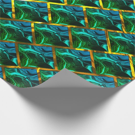 Green like emerald grating under golden? geschenkpapier (Ecke)