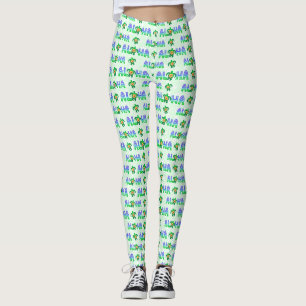 Green Lila Aloha Hawaiian Tropical Turtle Leggings