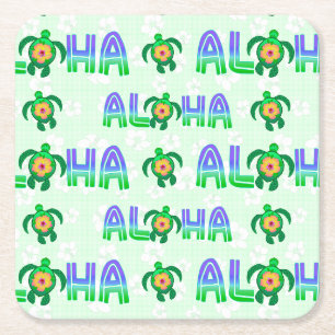 Green Lila Aloha Hawaiian Tropical Turtle Rechteckiger Pappuntersetzer