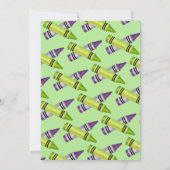 Green Lila Artist Crayons Child Birthday Party Einladung (Rückseite)