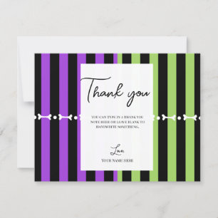 Green Lila & Black Halloween Strip Danke Einladung