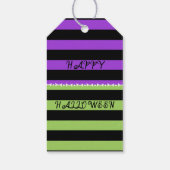 Green Lila & Black Halloween Strip Party Geschenkanhänger (Rückseite)