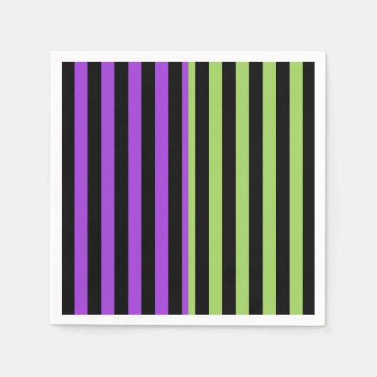 Green Lila & Black Halloween Strip Party Serviette (Vorderseite)