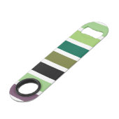 Green Lila Black Hues Speed Flaschenöffner (Rückseite Schrägansicht)