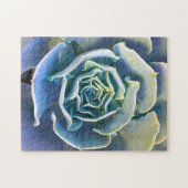 Green Lila Blue Cactus Elegantes Nah-Up-Foto Puzzle (Horizontal)