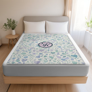 Green Lila Blue Liebe Hearts Sherpadecke