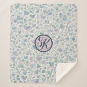 Green Lila Blue Liebe Hearts Sherpadecke (Vorderseite)