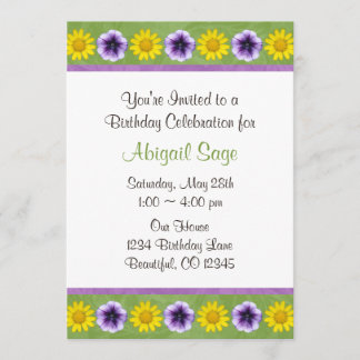 Green & Lila Daisy Blume Geburtstagseinladung Einladung