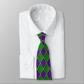Green & Lila Diamond Muster Mardi Gras Krawatte (Gebunden)