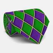 Green & Lila Diamond Muster Mardi Gras Krawatte (Gerollt)
