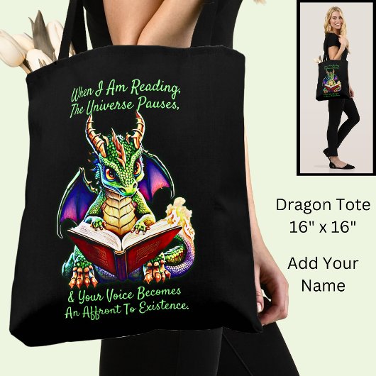 Green Lila Dragon Warning Book Voice Tasche