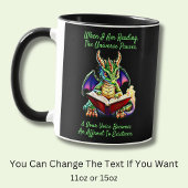 Green Lila Dragon Warning Book Voice Tasse