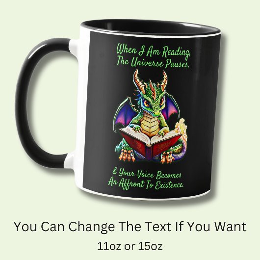 Green Lila Dragon Warning Book Voice Tasse