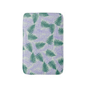 Green Lila Fern Blätter Retro 70er Blume Muster Badematte (Vorderseite Vertikal)