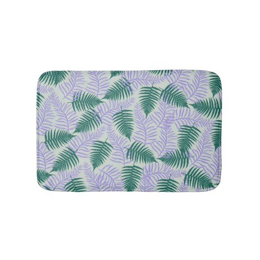 Green Lila Fern Blätter Retro 70er Blume Muster Badematte (Vorderseite)