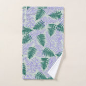 Green Lila Fern Blätter Retro 70er Blume Muster Badhandtuch Set (Handtuch)
