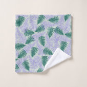 Green Lila Fern Blätter Retro 70er Blume Muster Badhandtuch Set (Waschlappen)