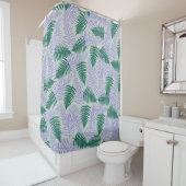 Green Lila Fern Blätter Retro 70er Blume Muster Duschvorhang (Beispiel)
