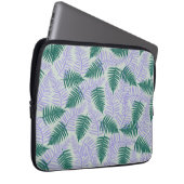 Green Lila Fern Blätter Retro 70er Blume Muster Laptopschutzhülle (Vorne Rechts)
