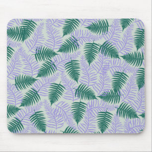 Green Lila Fern Blätter Retro 70er Blume Muster Mousepad