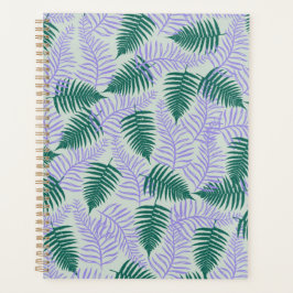 Green Lila Fern Blätter Retro 70er Blume Muster Planer