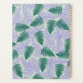 Green Lila Fern Blätter Retro 70er Blume Muster Planer (Rückseite)