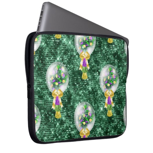 GREEN LILA GOLD MARDI GRAS BALLOONS LAPTOPSCHUTZHÜLLE (Vorne Rechts)