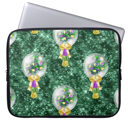 GREEN LILA GOLD MARDI GRAS BALLOONS LAPTOPSCHUTZHÜLLE (Vorderseite)