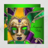 Green Lila Gold Masquerade Party Einladungen (Vorne/Hinten)