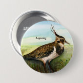 Green Lila Lapwing Bird Wasserfarbe Button (Vorne & Hinten)