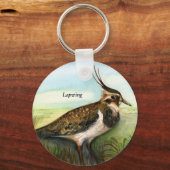 Green Lila Lapwing Bird Wasserfarbe Schlüsselanhänger (Vorderseite)