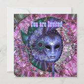 Green Lila Masquerade Party Einladung (Vorderseite)